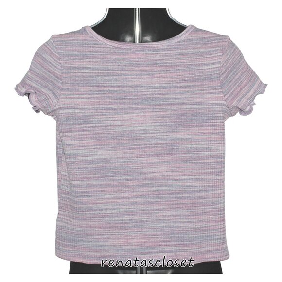 Old Navy Toddler Girls' Short-Sleeve Lettuce-Edge Henley T-Shirt NWT - Picture 3 of 9